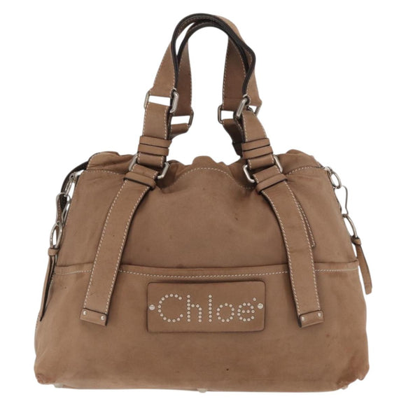 Chloe Hand Bag Leather Beige Silver Auth 170443