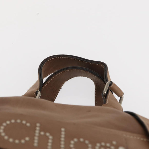 Chloe Hand Bag Leather Beige Silver Auth 170443