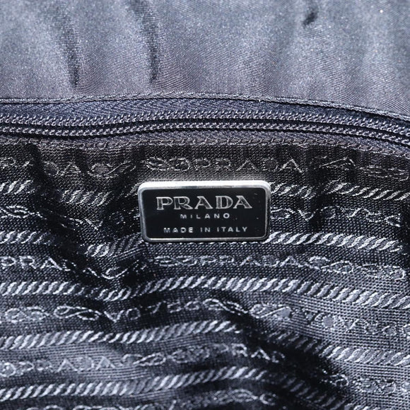 PRADA Shoulder Bag Nylon Black Silver Auth 170446