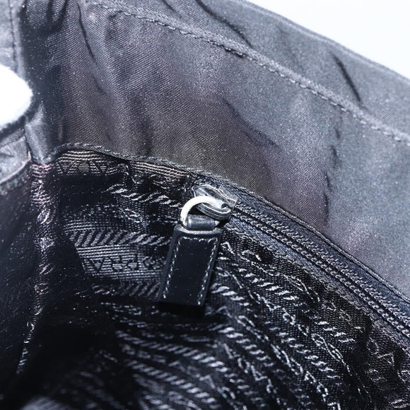 PRADA Shoulder Bag Nylon Black Silver Auth 170446