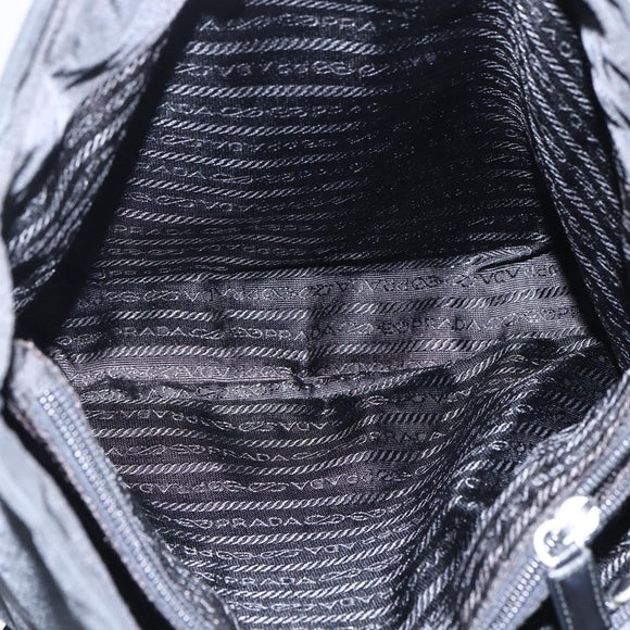 PRADA Shoulder Bag Nylon Black Silver Auth 170446