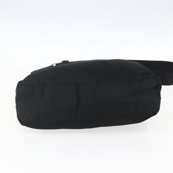 PRADA Shoulder Bag Nylon Black Silver Auth 170446