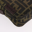 FENDI Zucca Canvas Schoudertas Zwart Bruin Auth 170451-14