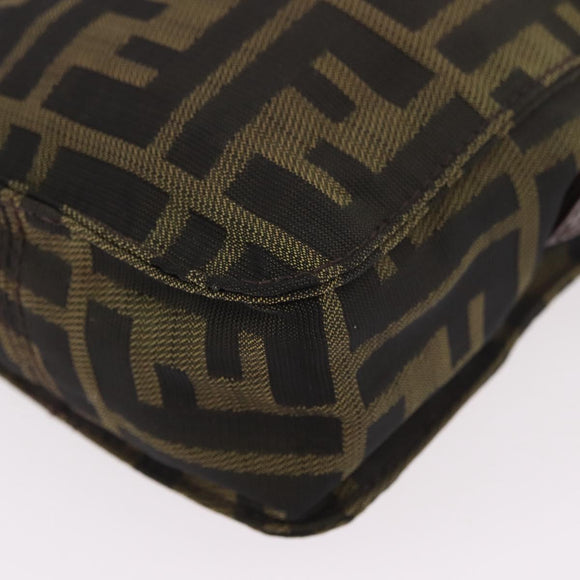 FENDI Zucca Canvas Schoudertas Zwart Bruin Auth 170451