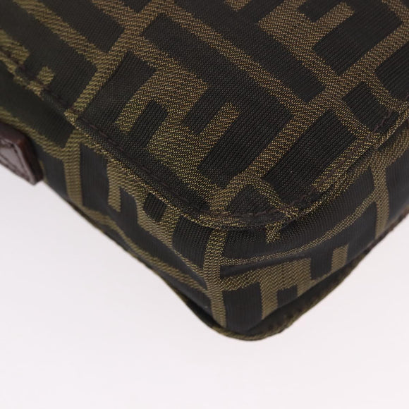 FENDI Zucca Canvas Schoudertas Zwart Bruin Auth 170451