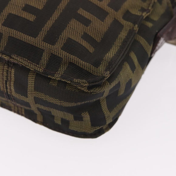 FENDI Zucca Canvas Schoudertas Zwart Bruin Auth 170451