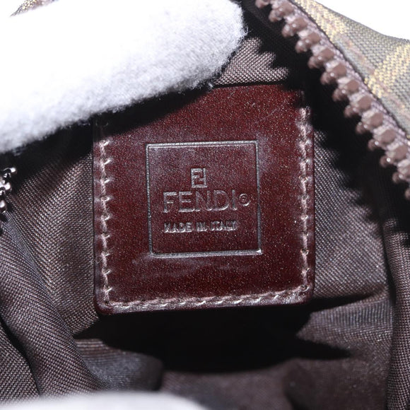 FENDI Zucca Canvas Schoudertas Zwart Bruin Auth 170451