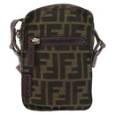FENDI Zucca Canvas Schoudertas Zwart Bruin Auth 170451-13