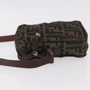 FENDI Zucca Canvas Schoudertas Zwart Bruin Auth 170451-4