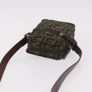FENDI Zucca Canvas Schoudertas Zwart Bruin Auth 170451-6