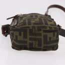 FENDI Zucca Canvas Schoudertas Zwart Bruin Auth 170451-5