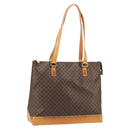 CELINE Macadam Canvas Tote Bag PVC Leather Brown Gold Auth 170454-1