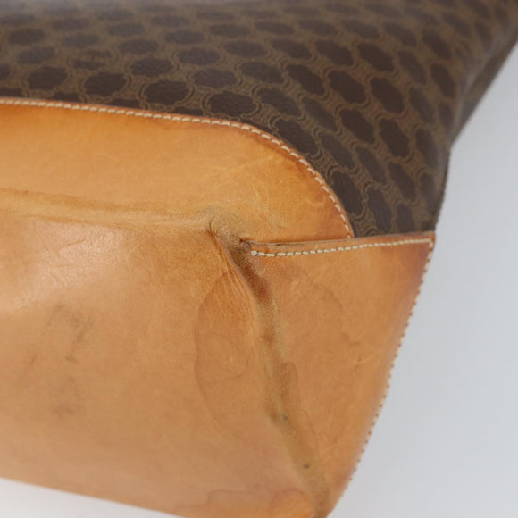 CELINE Macadam Canvas Tote Bag PVC Leather Brown Gold Auth 170454