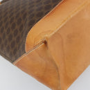 CELINE Macadam Canvas Tote Bag PVC Leather Brown Gold Auth 170454-9
