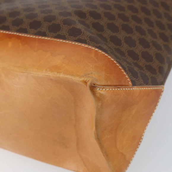 CELINE Macadam Canvas Tote Bag PVC Leather Brown Gold Auth 170454