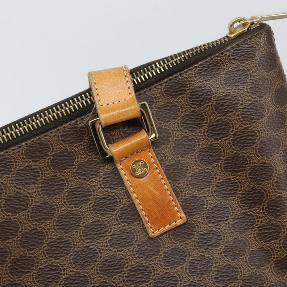 CELINE Macadam Canvas Tote Bag PVC Leather Brown Gold Auth 170454