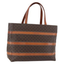 CELINE Macadam Canvas Hand Bag PVC Leather Brown Gold Auth 170455-1