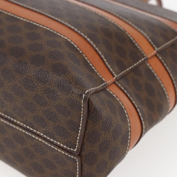 CELINE Macadam Canvas Hand Bag PVC Leather Brown Gold Auth 170455