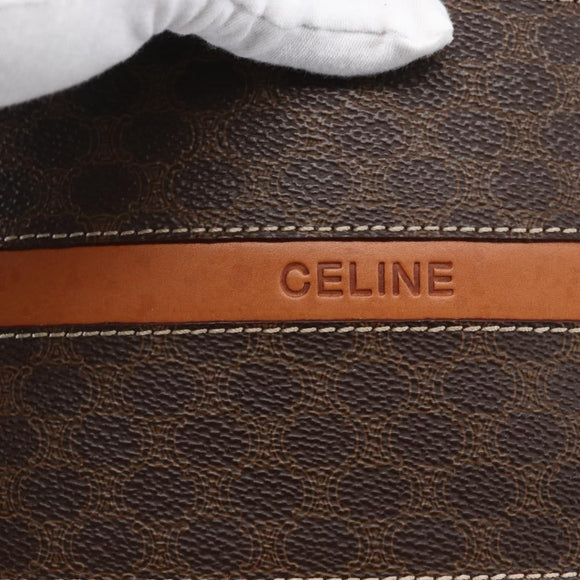 CELINE Macadam Canvas Hand Bag PVC Leather Brown Gold Auth 170455