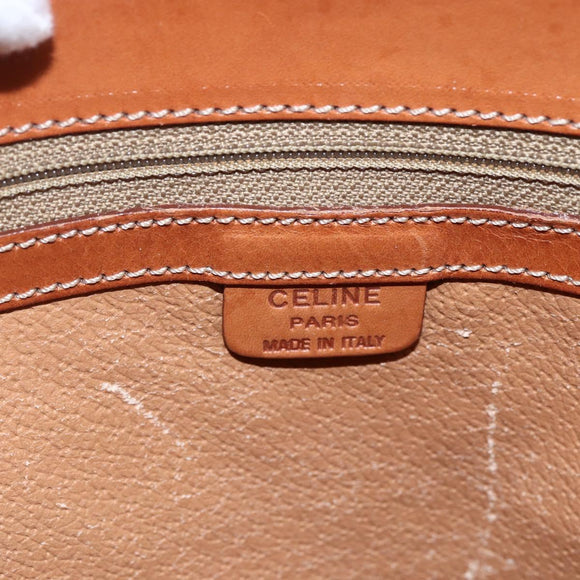 CELINE Macadam Canvas Hand Bag PVC Leather Brown Gold Auth 170455