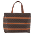 CELINE Macadam Canvas Hand Bag PVC Leather Brown Gold Auth 170455-13