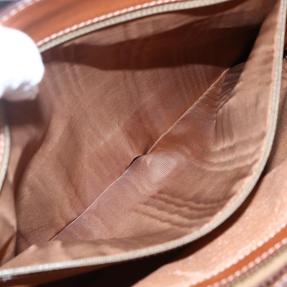 CELINE Macadam Canvas Hand Bag PVC Leather Brown Gold Auth 170455