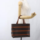 CELINE Macadam Canvas Hand Bag PVC Leather Brown Gold Auth 170455-25