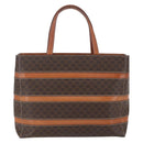 CELINE Macadam Canvas Hand Bag PVC Leather Brown Gold Auth 170455-2
