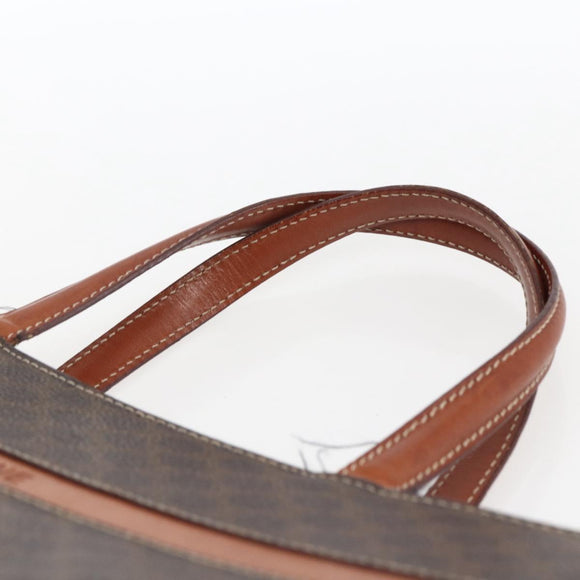 CELINE Macadam Canvas Hand Bag PVC Leather Brown Gold Auth 170455