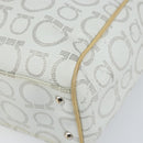 Salvatore Ferragamo Gancini Tote Bag PVC Leather Silver White Auth 170458-10