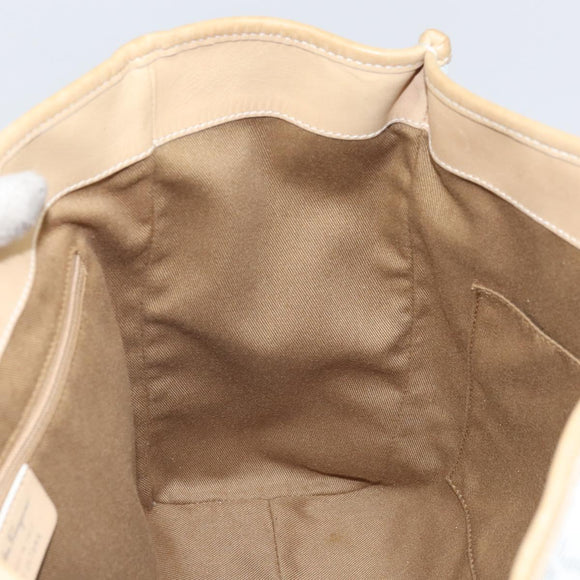 Salvatore Ferragamo Gancini Tote Bag PVC Leather Silver White Auth 170458