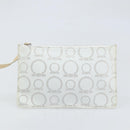 Salvatore Ferragamo Gancini Tote Bag PVC Leather Silver White Auth 170458-22