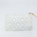 Salvatore Ferragamo Gancini Tote Bag PVC Leather Silver White Auth 170458-23