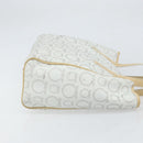 Salvatore Ferragamo Gancini Tote Bag PVC Leather Silver White Auth 170458-4