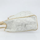 Salvatore Ferragamo Gancini Tote Bag PVC Leather Silver White Auth 170458-5
