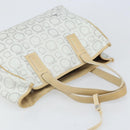 Salvatore Ferragamo Gancini Tote Bag PVC Leather Silver White Auth 170458-6