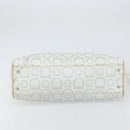 Salvatore Ferragamo Gancini Tote Bag PVC Leather Silver White Auth 170458-9