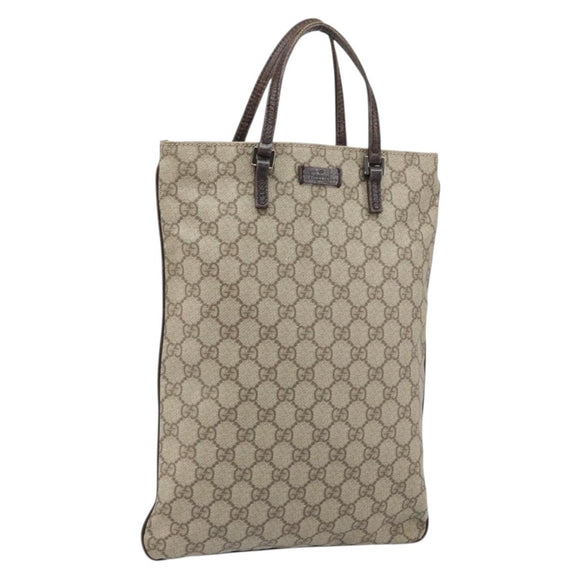 GUCCI GG Supreme Hand Bag PVC Beige Silver 117551 Auth 170459
