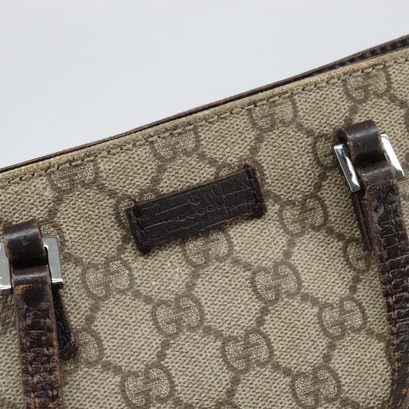 GUCCI GG Supreme Hand Bag PVC Beige Silver 117551 Auth 170459