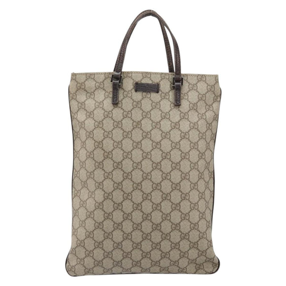 GUCCI GG Supreme Hand Bag PVC Beige Silver 117551 Auth 170459