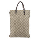 GUCCI GG Supreme Hand Bag PVC Beige Silver 117551 Auth 170459-2