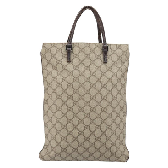 GUCCI GG Supreme Hand Bag PVC Beige Silver 117551 Auth 170459