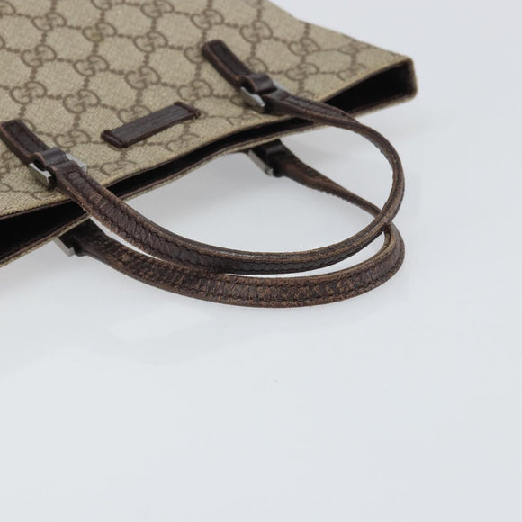 GUCCI GG Supreme Hand Bag PVC Beige Silver 117551 Auth 170459