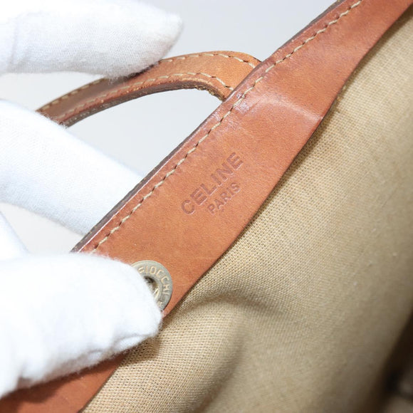 CELINE Macadam Canvas Hand Bag PVC Brown Gold Auth 170460