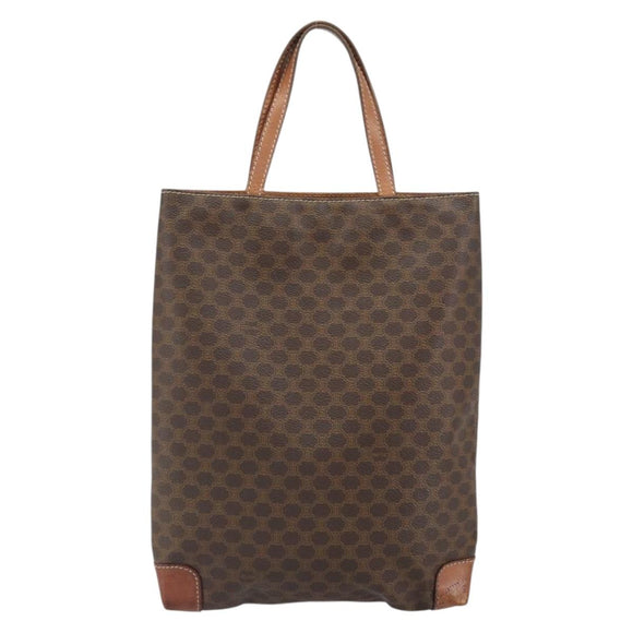 CELINE Macadam Canvas Hand Bag PVC Brown Gold Auth 170460