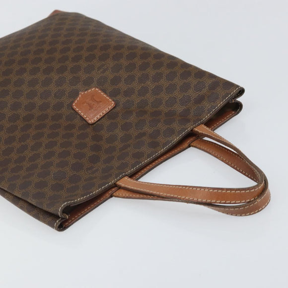 CELINE Macadam Canvas Hand Bag PVC Brown Gold Auth 170460