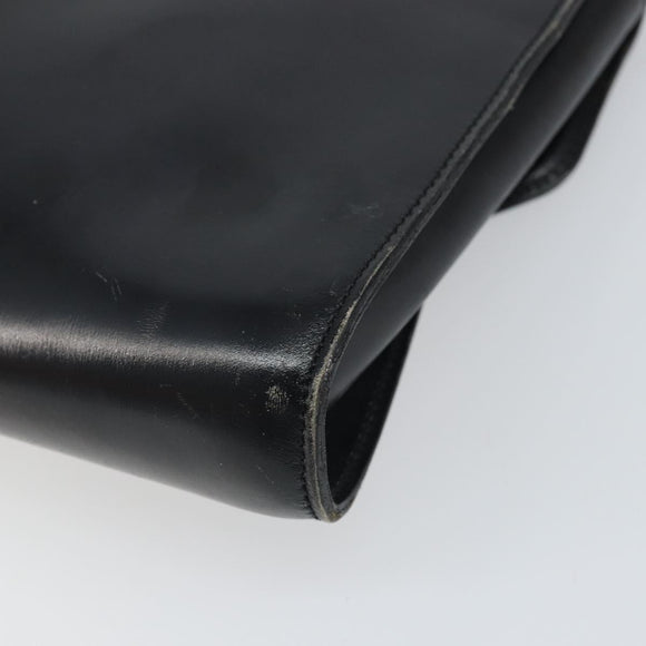 CELINE Clutch Bag Leather Black Gold Auth 170462