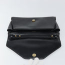 CELINE Clutch Bag Leather Black Gold Auth 170462-8