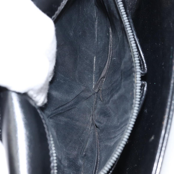 CELINE Clutch Bag Leather Black Gold Auth 170462