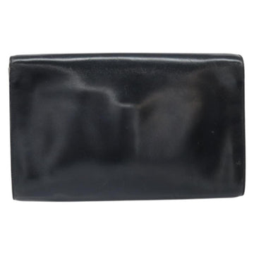 CELINE Clutch Bag Leather Black Gold Auth 170462 - 0